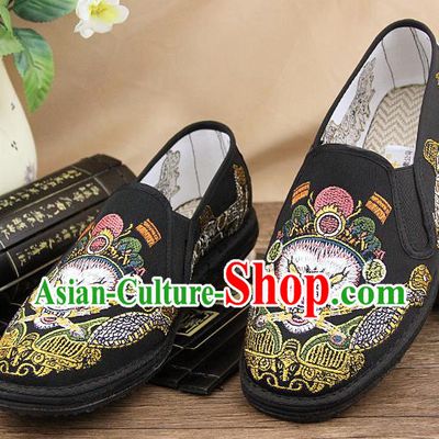 Chinese National Shoes Traditional Martial Arts Cloth Shoes Embroidery Monkey King Shoes for Men