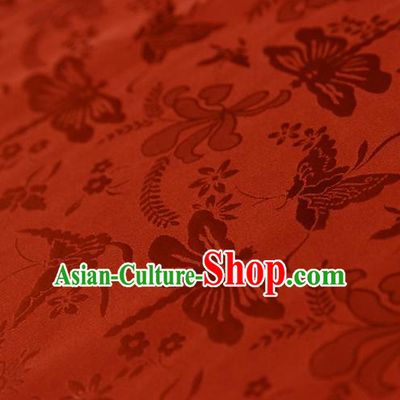 Asian Chinese Traditional Red Jacquard Silk Fabric Ancient Hanfu Brocade Fabric Drapery Material