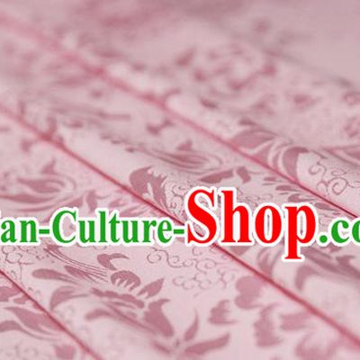 Asian Chinese Traditional Pink Silk Fabric Ancient Hanfu Jacquard Brocade Fabric Drapery Material