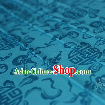 Asian Chinese Traditional Blue Silk Fabric Ancient Hanfu Jacquard Brocade Fabric Drapery Material