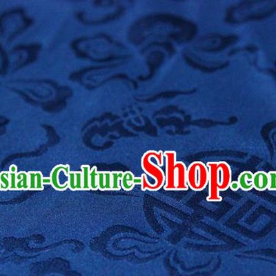 Asian Chinese Traditional Deep Blue Silk Fabric Ancient Hanfu Jacquard Brocade Fabric Drapery Material