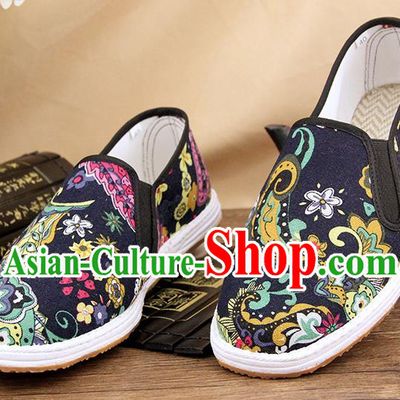 Chinese National Shoes Traditional Martial Arts Cloth Shoes Black Shoes for Men
