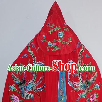 Chinese Traditional Peking Opera Diva Costumes Ancient Princess Embroidered Red Cloak for Women