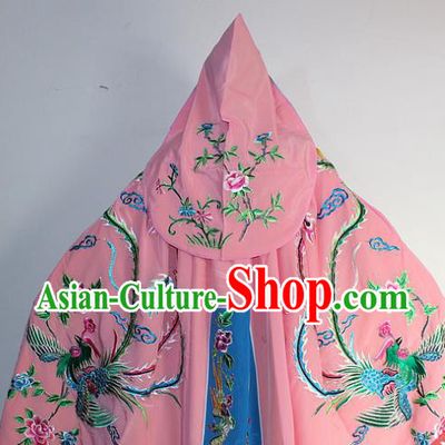 Chinese Traditional Peking Opera Diva Costumes Ancient Princess Embroidered Pink Cloak for Women