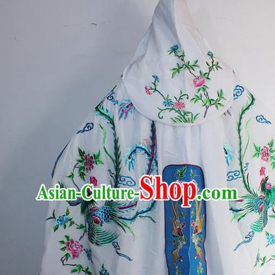 Chinese Traditional Peking Opera Diva Costumes Ancient Princess Embroidered White Cloak for Women