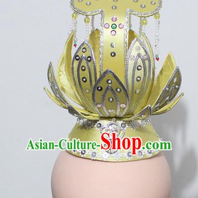 Chinese Traditional Peking Opera Hair Accessories Ancient Prince Yellow Lotus Hair Crown Headwear for Men