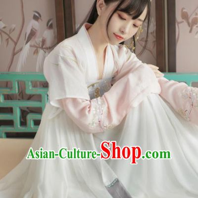 Chinese Ancient Tang Dynasty Palace Lady Hanfu Dress Traditional Embroidered Costumes for Women