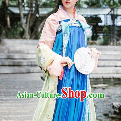 Chinese Ancient Tang Dynasty Princess Hanfu Dress Traditional Embroidered Costumes for Women