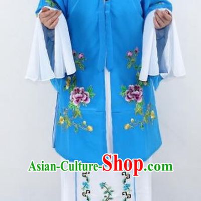 Chinese Traditional Peking Opera Actress Costumes Ancient Nobility Lady Blue Cloak for Women