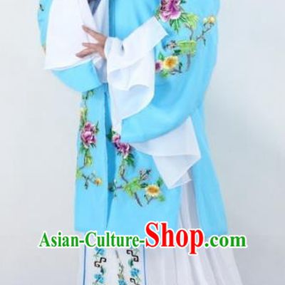 Chinese Traditional Peking Opera Actress Costumes Ancient Nobility Lady Light Blue Cloak for Women