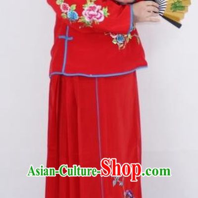 Chinese Traditional Peking Opera Young Lady Costumes Ancient Maidservants Red Dress for Women