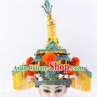Chinese Traditional Peking Opera Takefu Helmet Ancient Prime Minister Hat for Men