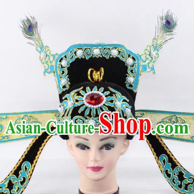 Chinese Traditional Peking Opera Niche Headwear Ancient Scholar County Magistrate Hat for Men