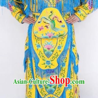 Chinese Traditional Peking Opera Yellow Costumes Ancient Female General Dress for Women
