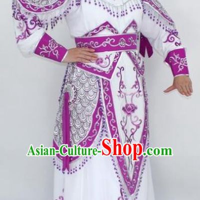 Chinese Traditional Peking Opera Purple Costumes Ancient Female General Clothing for Women