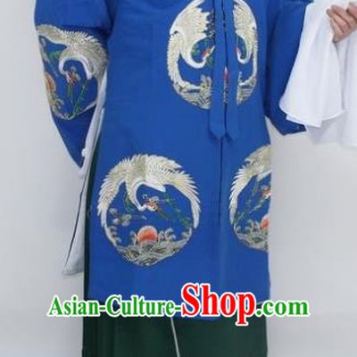 Chinese Traditional Peking Opera Pantaloon Costumes Ancient Countess Embroidered Blue Robe for Women