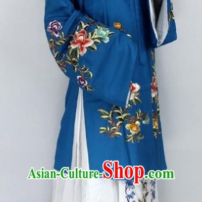 Chinese Traditional Peking Opera Nobility Lady Navy Costumes Ancient Princess Embroidered Cloak for Women