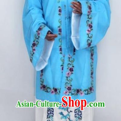 Chinese Traditional Peking Opera Nobility Lady Costumes Ancient Embroidered Blue Dress for Women