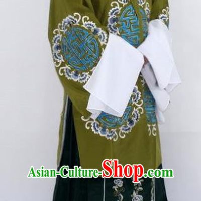 Chinese Traditional Peking Opera Pantaloon Costumes Ancient Landlord Shiva Green Cloak for Women