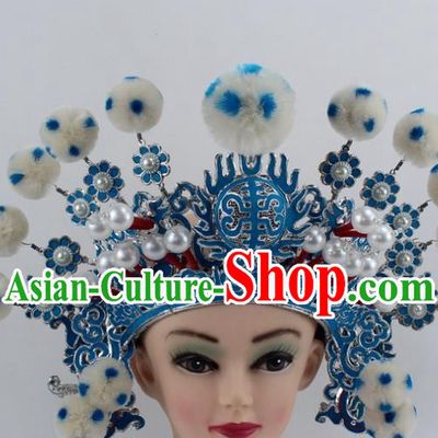 Chinese Traditional Peking Opera Takefu White Venonat Helmet Ancient Warriors Hat for Men