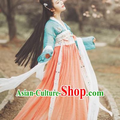 Traditional Chinese Ancient Nobility Lady Embroidered Costumes Tang Dynasty Princess Hanfu Dress for Women