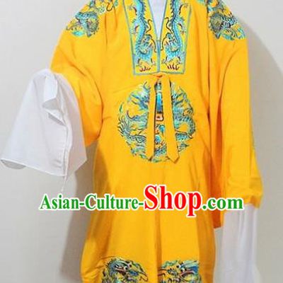 Chinese Traditional Peking Opera Emperor Yellow Embroidered Robe Ancient King Costume for Men