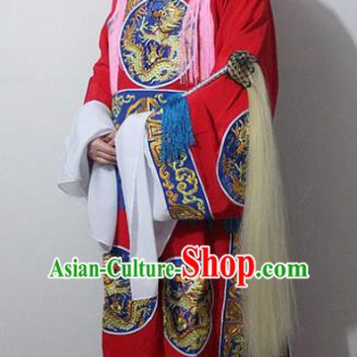 Chinese Traditional Peking Opera Court Eunuch Red Embroidered Robe Ancient Costumes for Men