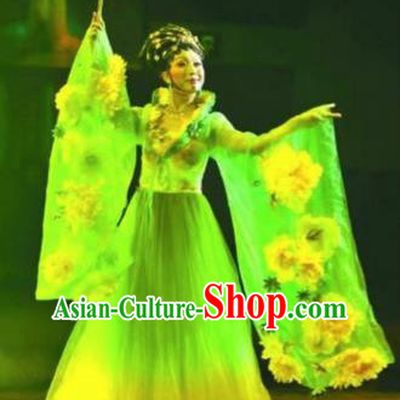 Chinese Classical Dance Stage Performance Costumes Ancient Tang Dynasty Imperial Consort Green Hanfu Dress for Women