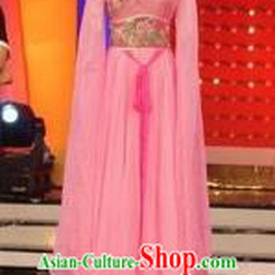 Traditional Chinese Classical Dance Embroidered Costumes Ancient Imperial Consort Pink Hanfu Dress for Women