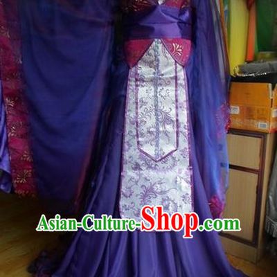 Traditional Chinese Han Dynasty Classical Dance Costumes Ancient Princess Purple Hanfu Dress for Women