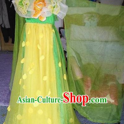 Traditional Chinese Classical Dance Embroidered Costumes Ancient Peri Green Hanfu Dress for Women