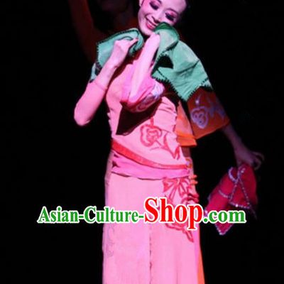Chinese Traditional Classical Dance Costumes Folk Dance Pink Clothing for Women