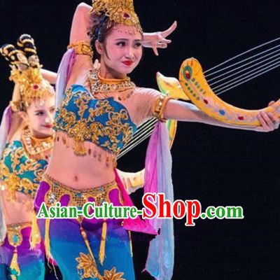 Chinese Traditional Classical Lute Dance Costumes Folk Dance Dress for Women