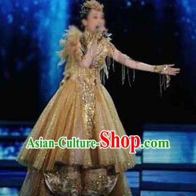 Chinese Traditional Classical Dance Costumes Chorus Stage Performance Dress for Women
