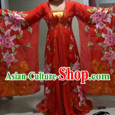 Chinese Traditional Classical Dance Embroidered Costume Ancient Tang Dynasty Imperial Consort Red Hanfu Dress for Women