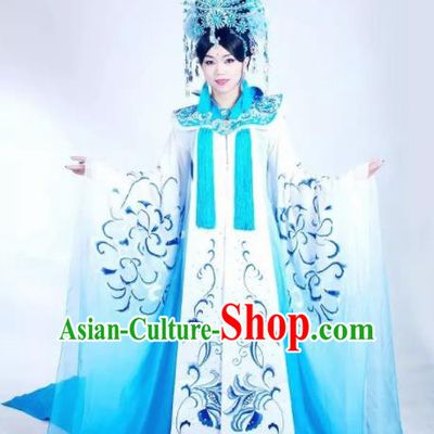 Traditional Chinese Tang Dynasty Historical Costumes Ancient Imperial Consort Embroidered Blue Hanfu Dress for Women