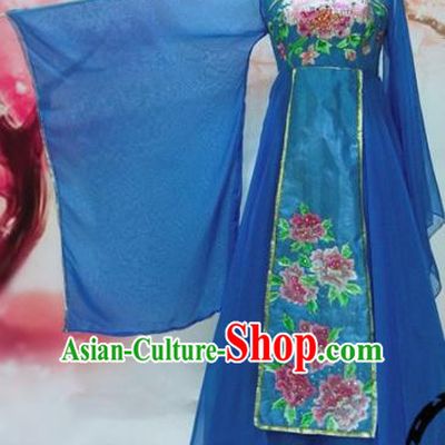 Traditional Chinese Tang Dynasty Historical Costumes Ancient Imperial Consort Embroidered Blue Hanfu Dress for Women