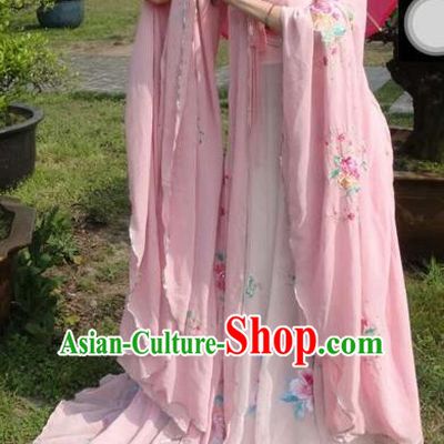 Traditional Chinese Ancient Fairy Embroidered Pink Hanfu Dress Tang Dynasty Imperial Consort Historical Costumes for Women