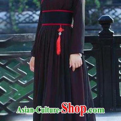 Traditional Chinese Ancient Han Dynasty Swordswoman Embroidered Hanfu Dress for Women