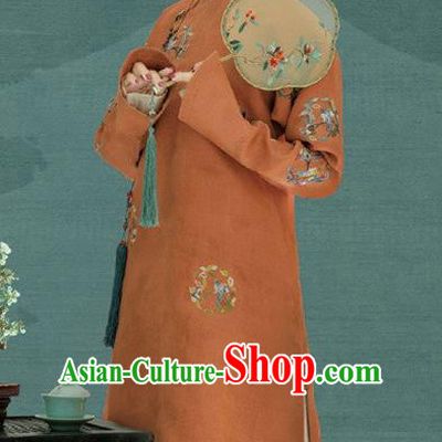 Traditional Chinese Ancient Qing Dynasty Manchu Imperial Consort Embroidered Costumes for Women