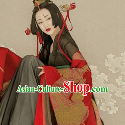 Traditional Chinese Ancient Qin Dynasty Queen Costumes and Headpiece for Women