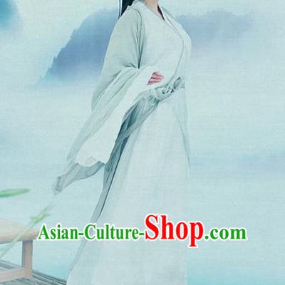 Traditional Chinese Jin Dynasty Costumes Ancient Swordswoman Dress and Headpiece for Women