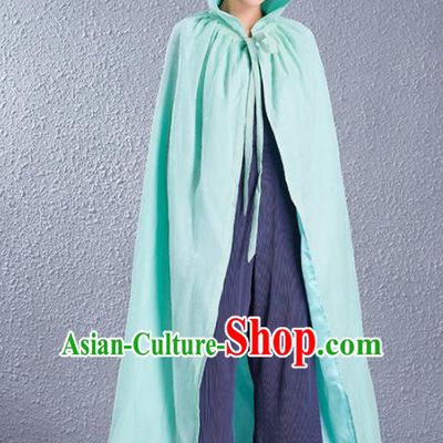 Traditional Chinese Ancient Costumes Hanfu Green Cloak for Women
