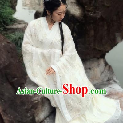 Chinese Ancient Wei Jin Dynasty Princess Embroidered Costumes for Women