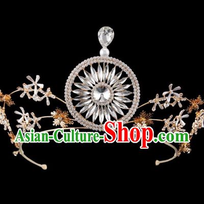 Baroque Wind Hair Accessories Bride Retro Crystal Golden Royal Crown for Women