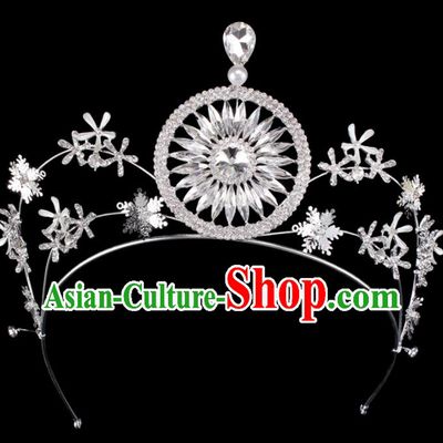 Baroque Wind Hair Accessories Bride Retro Crystal Argent Royal Crown for Women