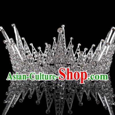 Baroque Wind Hair Accessories Bride Retro Crystal Round Royal Crown for Women