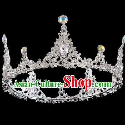 Top Grade Baroque Retro Royal Crown Bride Crystal Wedding Hair Accessories for Women