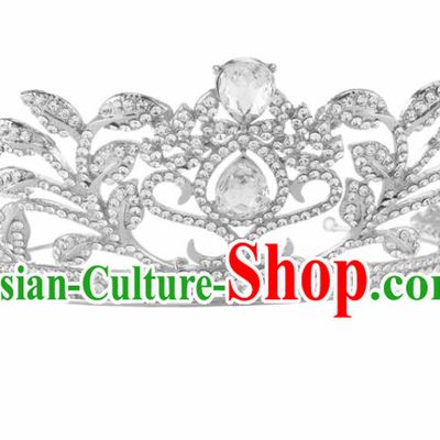 Top Grade Baroque Retro Royal Crown Bride Crystal Wedding Hair Accessories for Women