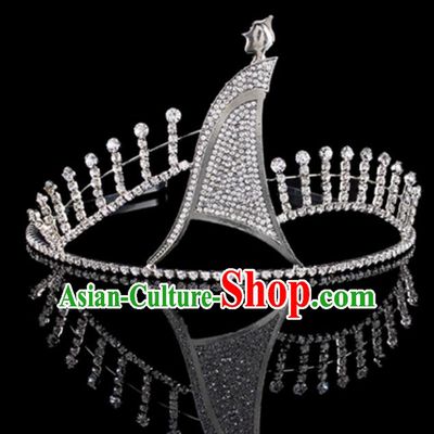 Top Grade Baroque Queen Crystal Royal Crown Bride Retro Wedding Hair Accessories for Women